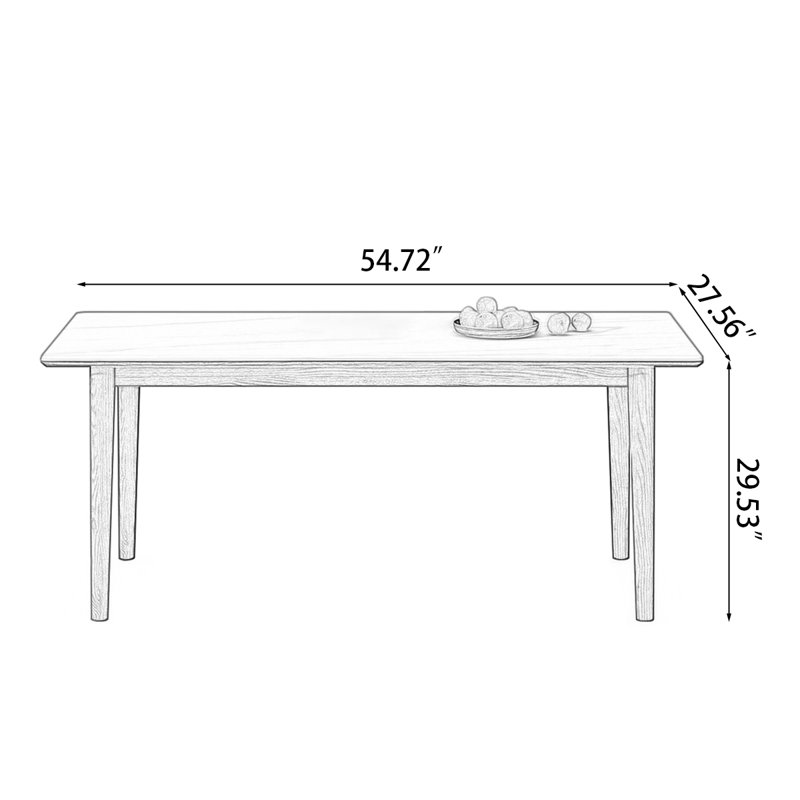 White Slate-Top Dining Table with Ash Wood Frame, 29.53"H x 54.72"L x 27.56"W 