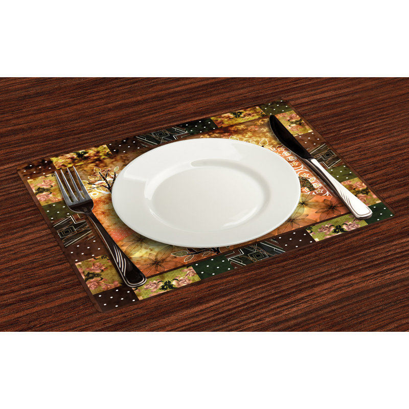 Mccarter African Grunge Elephants Roses Placemat