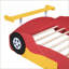 Structure de lit double en MDF contreplaqué pleine grandeur - Conception de voiture de course avec roues, sans sommier, rouge pour la chambre à coucher