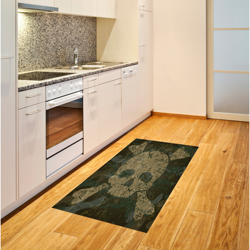 Skull High Density Long Fiber Poly Threads Decorative Area Rug Carpet, Rectangle 2'7" x 5'