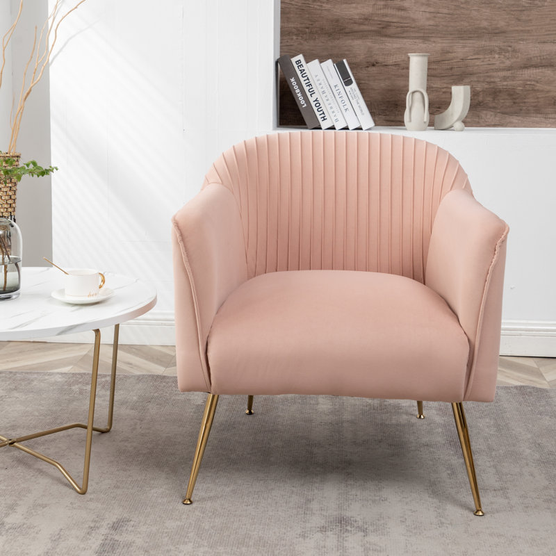 Raziye Velvet Barrel Chair, Rose