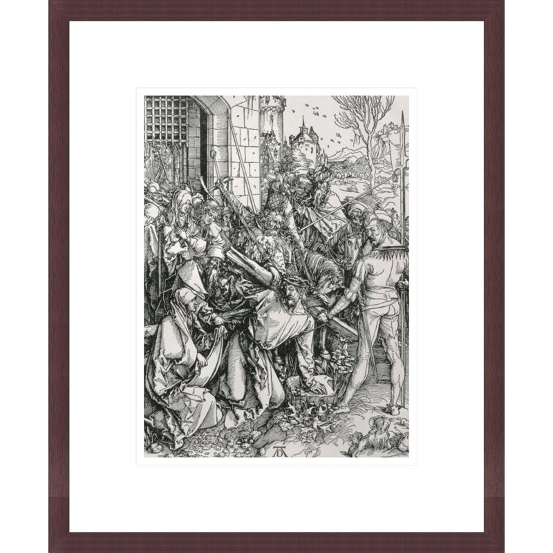 «The Bearing of the Cross» de la série «Great Passion» par Albrecht Dürer, estampe numérique encadrée