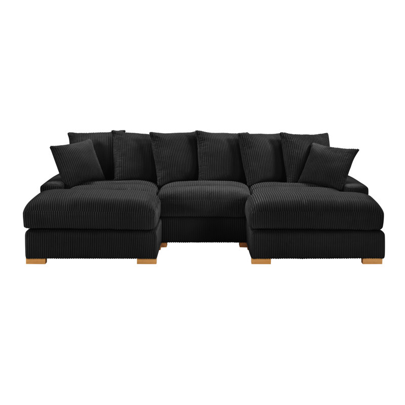 Canapé modulaire avec 2 repose-pieds, Noir