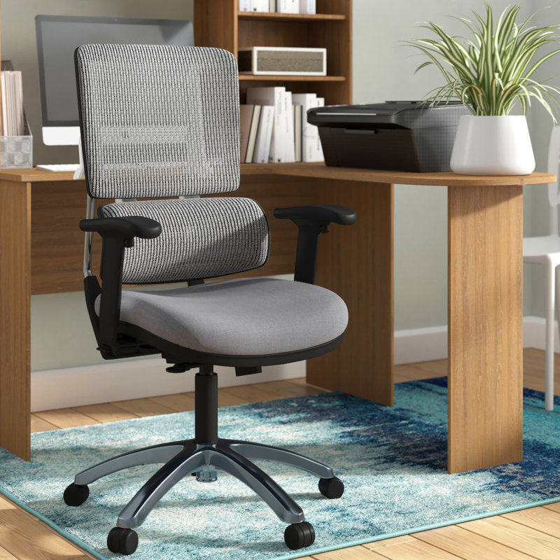 Ergonomic Executive Swivel Chair with Grey Mesh and Titanium Base