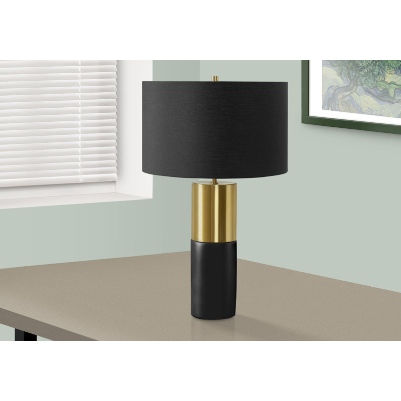 Lighting, H 25 po, lampe de table, noir, abat-jour noir, contemporain