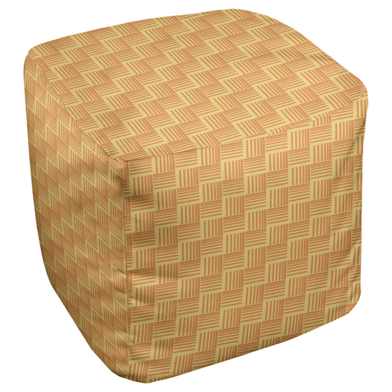 Repose-pieds cubique à rayures classic basketweave, Jaune et orange