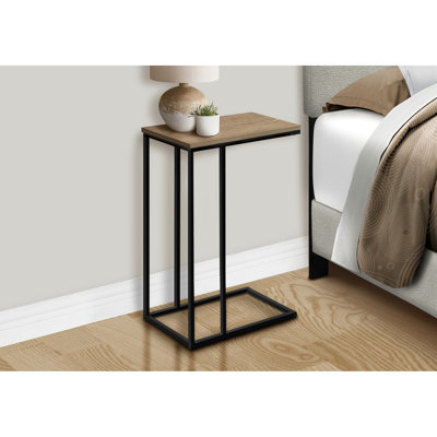 Side Table For Office Use - Brown Laminate, Black Metal Construction Accent With Shape Support
