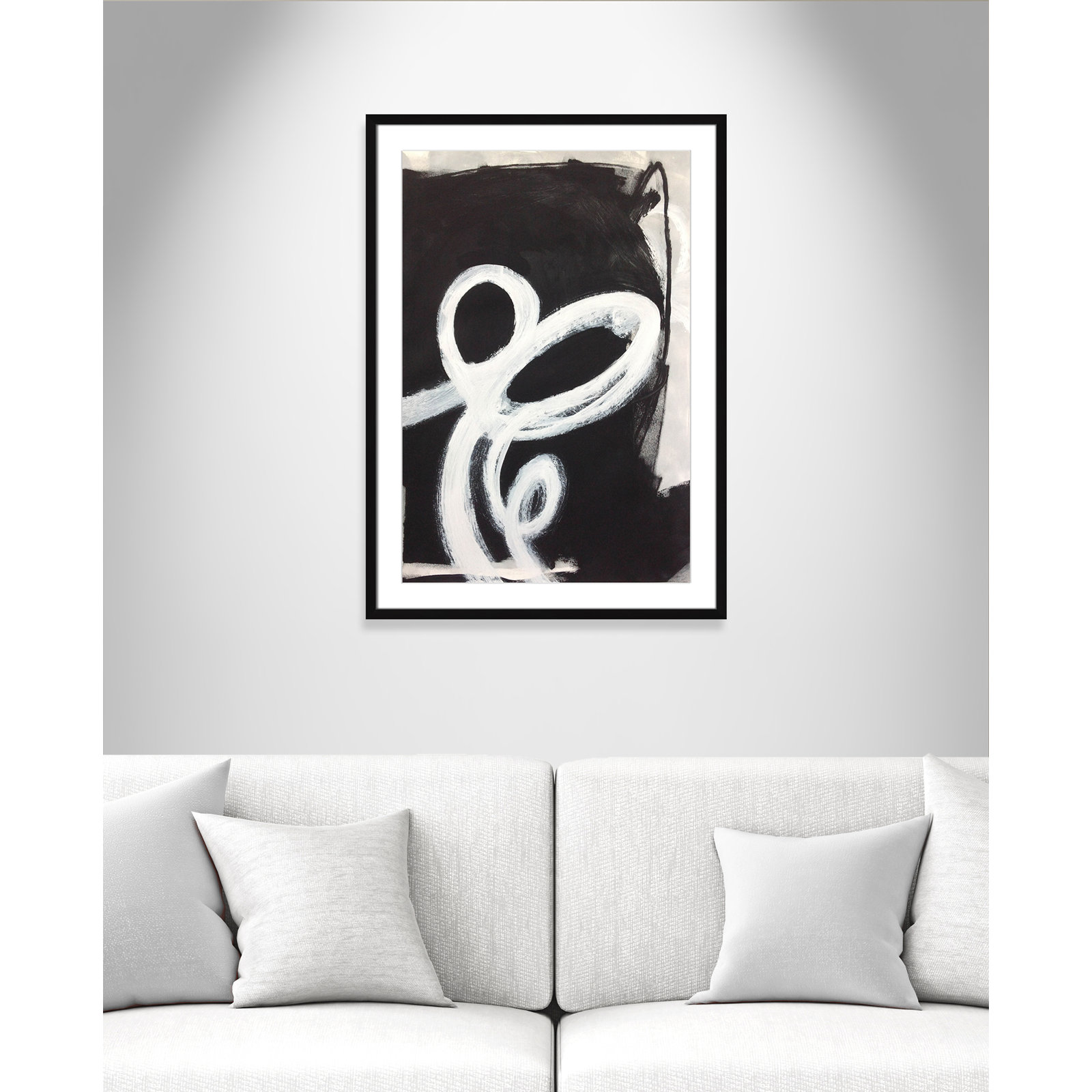 Bronte "Swirly Swirls II" Print, 35.5" H x 25.5" W x 1.25" D, Black Single Picture Frame, Yes