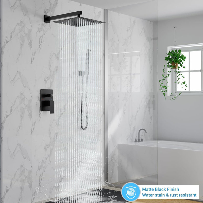 Ensemble de robinet de salle de bain pour la salle de bain, pomme de douche à effet de pluie de 10 pouces avec ensemble de douche à main, système de douche mural avec valve à pression équilibrée,