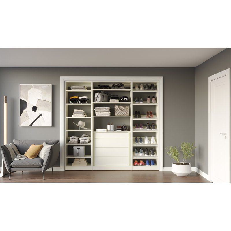 Closet System Reach-In Sets 24/36/24 Inches, White, 84"H x 84"W x 16"D