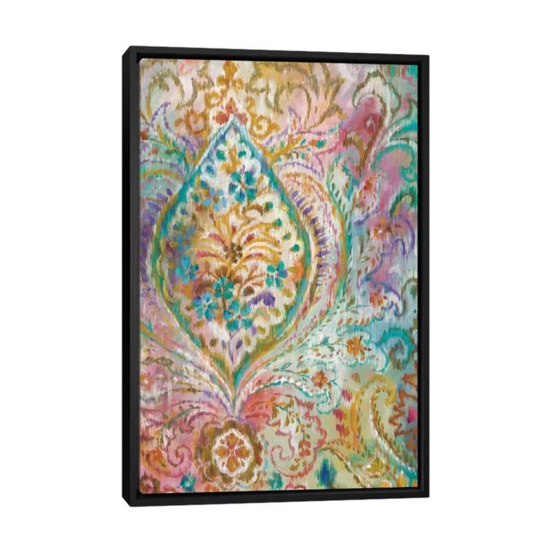 Boho Paisley II, reproduction d'art sur toile tendue, H 48 po x l 32 po x P 1,5 po, Toile avec cadre noir