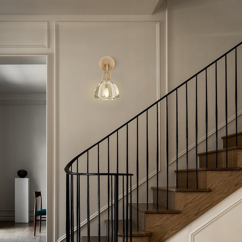 Applique murale à dôme en cristal Designer K9 avec DEL à intensité variable, qualité optique fabriquée à la main pour salle de bain de luxe, chambre, couloir, escalier, certifié ETL