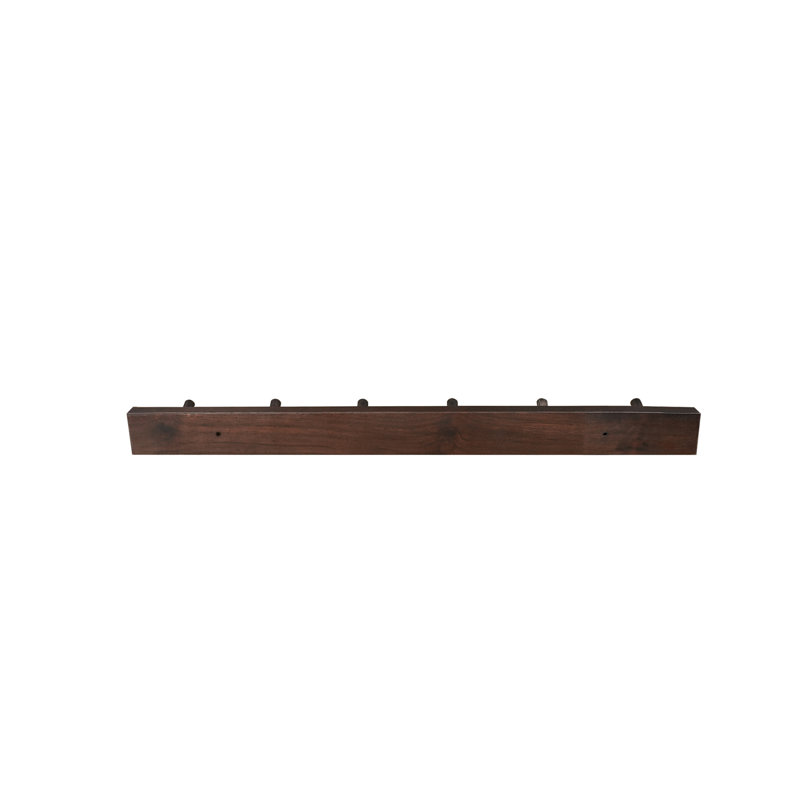 Wall Mounted Coat Rack, Dark Walnut, 2" H x 19.75" W x 0.75" D