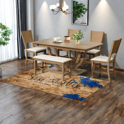 Modern Dining Table Sets(must Include Both Table And Chair), Wood 6-piece Kitchen Set