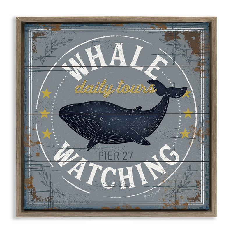 Art mural sur toile flottant avec des baleines, Chesapeake Bay, design par Jennifer Pugh, H 25 po x l 25 po