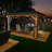 Solid Wooden Patio Gazebo with Double Roof, Netting and Curtains-105295599-105295596-112958892