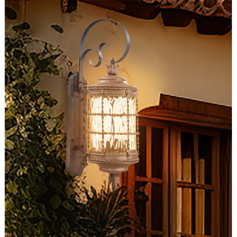 Mallorca 4 - Light Outdoor Wall Lantern, Spanish Iron Textured Black Powder Coat, 60 Watt