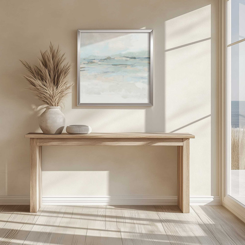 «Softly Spoken Waves II», reproduction sur toile dans un cadre, H 21,5 po x l 21,5 po, Blanc opaque