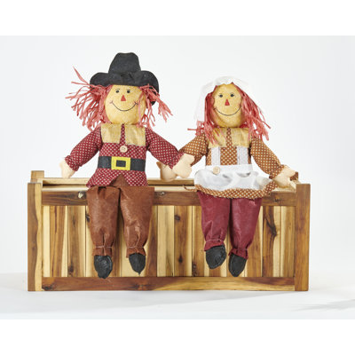 24" Sitting Thanksgiving Pilgrims Figures, Set of 2