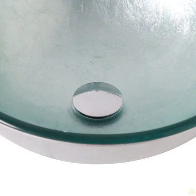 Bathroom Artistic Tempered Glass Vessel Bathroom Sink With Pop-Up Drain