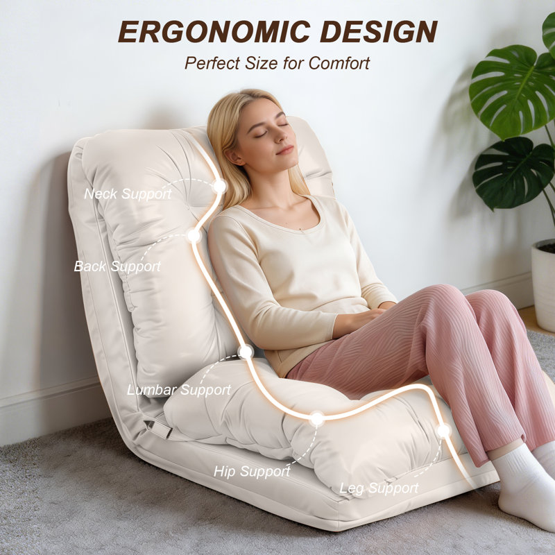 Floor Chair With Adjustable Back Support, Folding Gaming Sofa Chair, 6 Adjustable Positions, Lazy Sofa Lounge For Playing Reading Meditating Room Recliner For Adults, Kids, Single Sofa