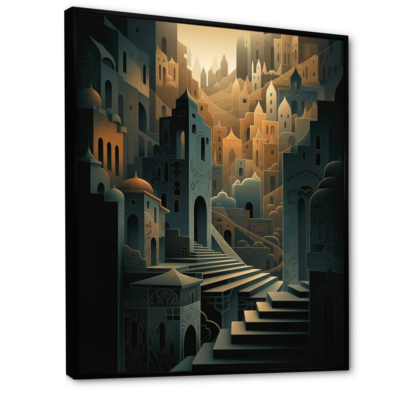 Arabian City Hills I, reproduction d'art sur toile, Noir, H 44 po x l 34 po x P 1,5 po