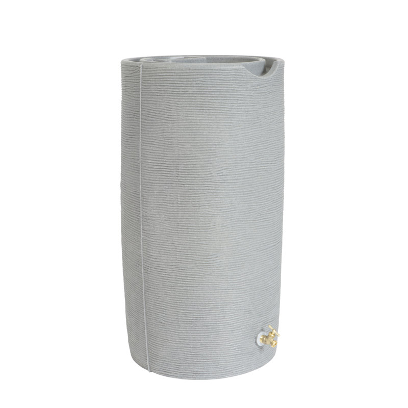Light Granite 65-Gallon Plastic Planter Rain Barrel