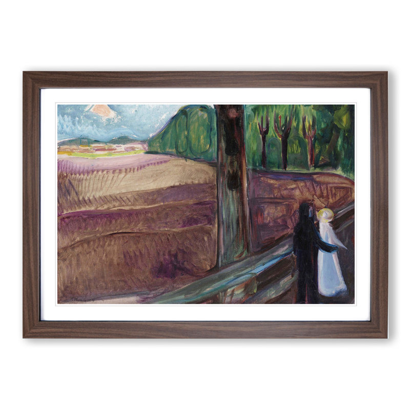 Summer Night by Edvard Munch - Picture Frame Painting, 36cm H x 48cm W x 2cm D, Walnut Framed