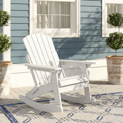  HDPE Outdoor Folding Adirondack Rocking Chair With Retractable Ottoman