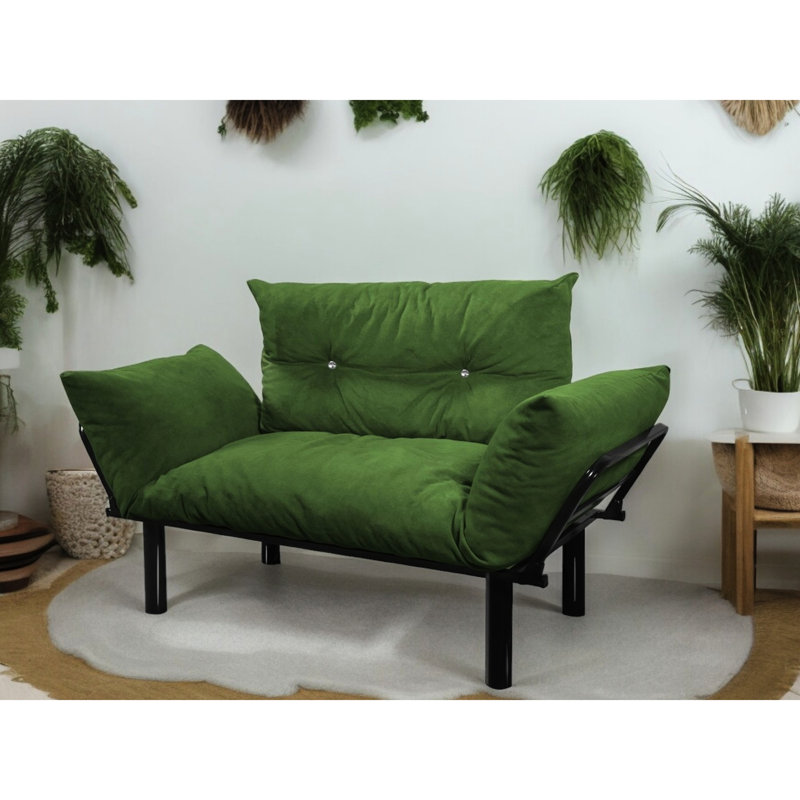 Canapé deux places kaki - Économisez de l'espace pour le salon et la chambre. Pieds hauts pour un nettoyage facile. Disponible en plusieurs coloris. Montage facile grâce à la notice incluse. Aucun outil supplémentaire requis. Structure en métal.