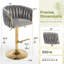 Ensemble de 2 tabourets de bar pivotants 360 ° en velours, tabouret de bar moderne à hauteur de comptoir réglable avec dossier tissé, tabourets de cuisine pivotants pour îlot de cuisine, bar, gris-294579499-299650899