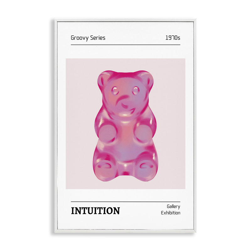 Intuition phrase bonbon ours encadré, estampe numérique, design par LSR Design Studio, H 18 po x l 12 po