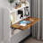 Wall Mounted Drop-Leaf Table, Floating Laptop Desk, Folding Table With Shelves, Multifunctional Computer Workstation With Storage Compartments In Home Office For Space Saving