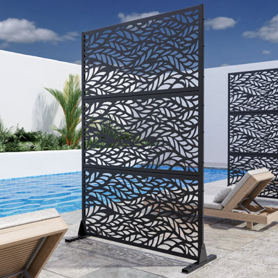 Cloison de séparation 72 po x 47 po autoportante en métal avec clôture en treillis pour patio, balcon, cour, piscine, pièce intérieure
