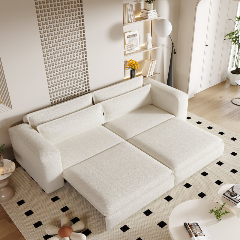 Canapé-lit convertible de 93 pouces pour très grand lit, canapé-lit gigogne 3 en 1 avec méridienne et 2 coussins lombaires, idéal pour la vie moderne et l'efficacité de l'espace