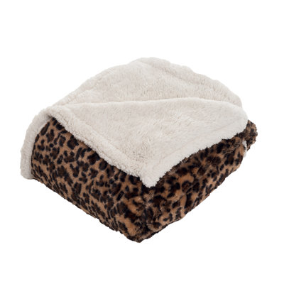 Jeté réversible en molleton doux à imprimé léopard - lavable à la machine 50 pouces x 60 pouces par Lavish Home