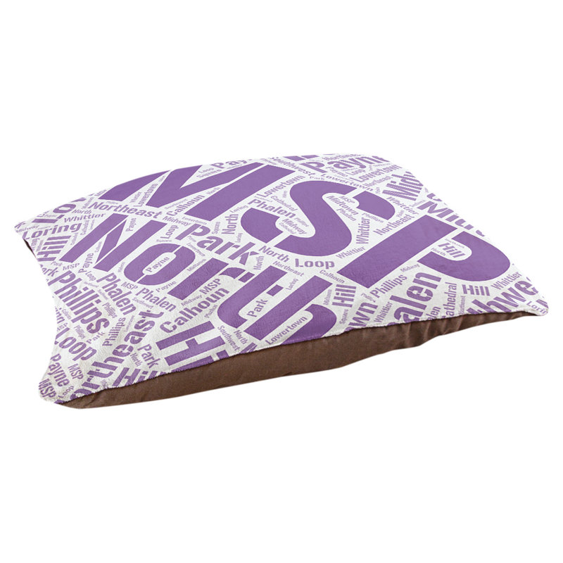 Coussin de chien « districts », Très grand (H 17 po x l 50 po x P 40 po), Mauve, Minneapolis – Saint Paul