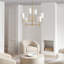 Barbara Barry Key 6 Light Dining Room Chandelier With White Linen Shade-920935018