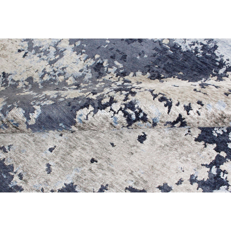 Area Rug in Silver/Blue, Rectangle 10' x 14'