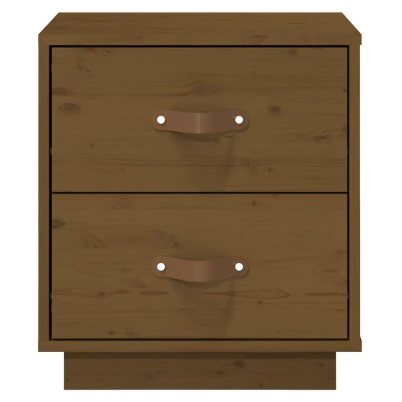 40 cm W Solid Wood Bedside Table, Honey Brown, Set of 2