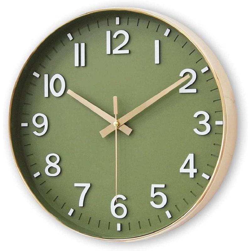 Modern Clock Wall Decor on Resin, Olive Green