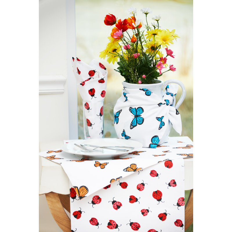 Ladybug Pattern Spring Cotton Table Runner