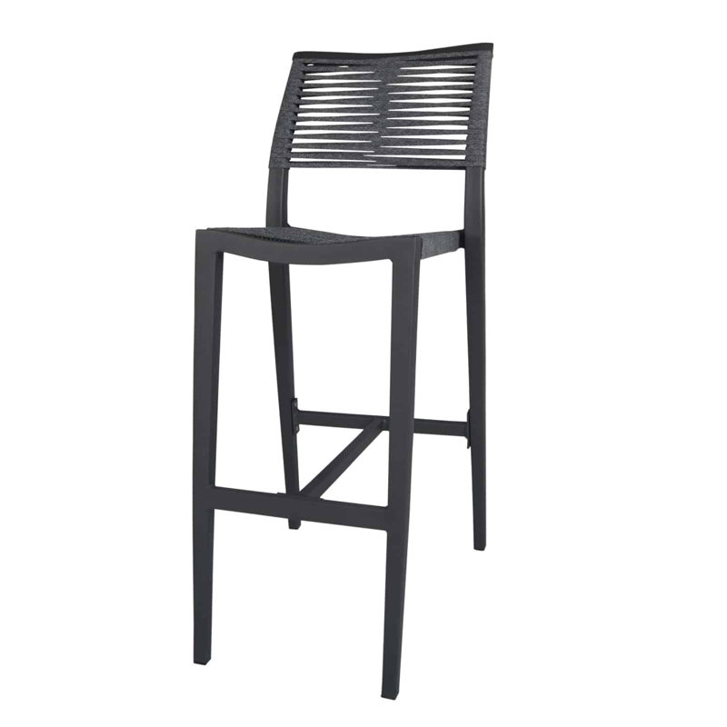 Chloe Outdoor Bar Stool, Charcoal