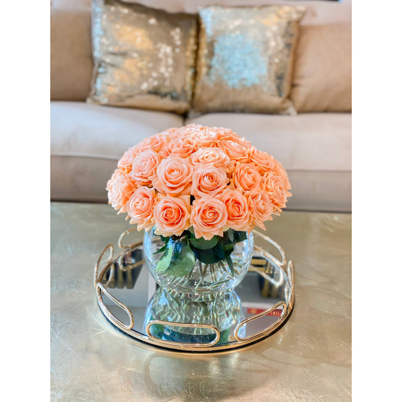 Roses Arrangement in Vase, Orange