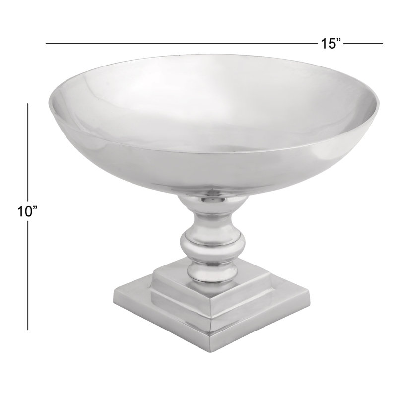 Elegant Silver Aluminum Traditional Decorative Bowl with Stand