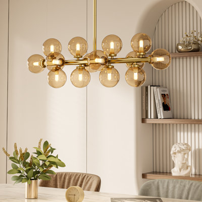  Lustre spoutnik linéaire doré 14 lumières Ether