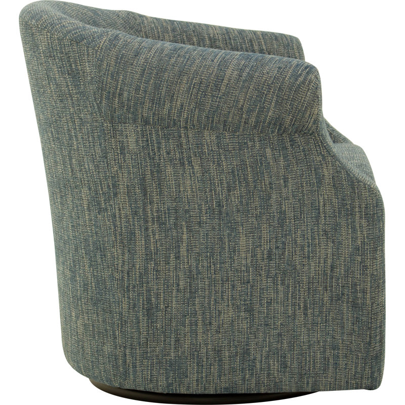 Fauteuil demi-tonneau pivotant l 3,5 po Buril, Mélange de polyester bleu marine Hapden
