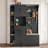 Multifunctional Left-Right Combination Hall Cabinet (Can Be Used Separately) With Storage And 4 Hooks, Storage Cabinet/ Hall Tree 2 In 1 For Living Room, Kitchen And Hallway-1923529005