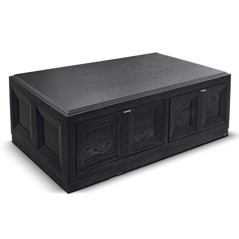 Schell 54"W Coffee Table with Storage Drawers, Black