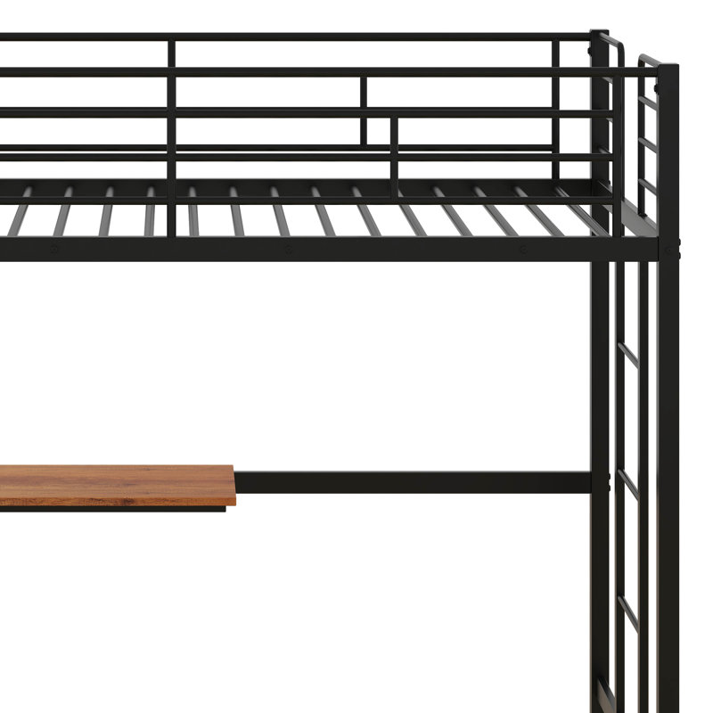 Lit mezzanine en métal avec bureau Dilana, Noir
